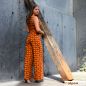 Preview: Jumpsuit im Retro Design orange Rückenansicht