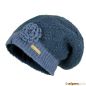 Preview: Beanie Wollmütze mit Blume blau