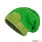 Preview: Beanie Wollmütze mit Blume grün