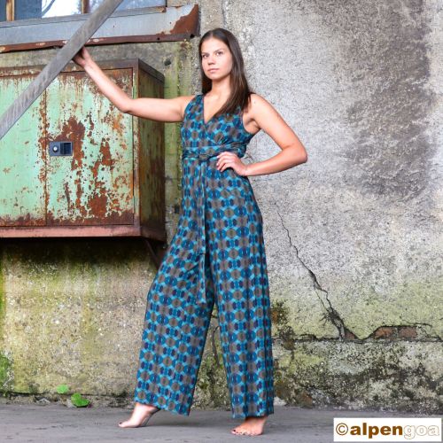Jumpsuit im Retro Design petrol