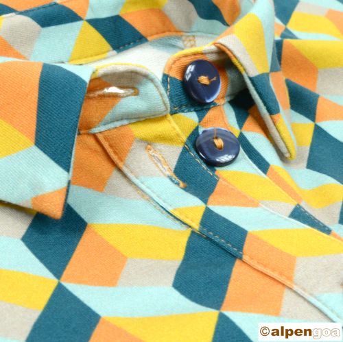 Maxikleid mit Kragen und Bindegürtel Blume des Lebens Detailbild