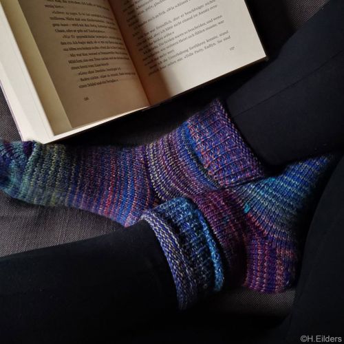 Stricksocken Blau Mix