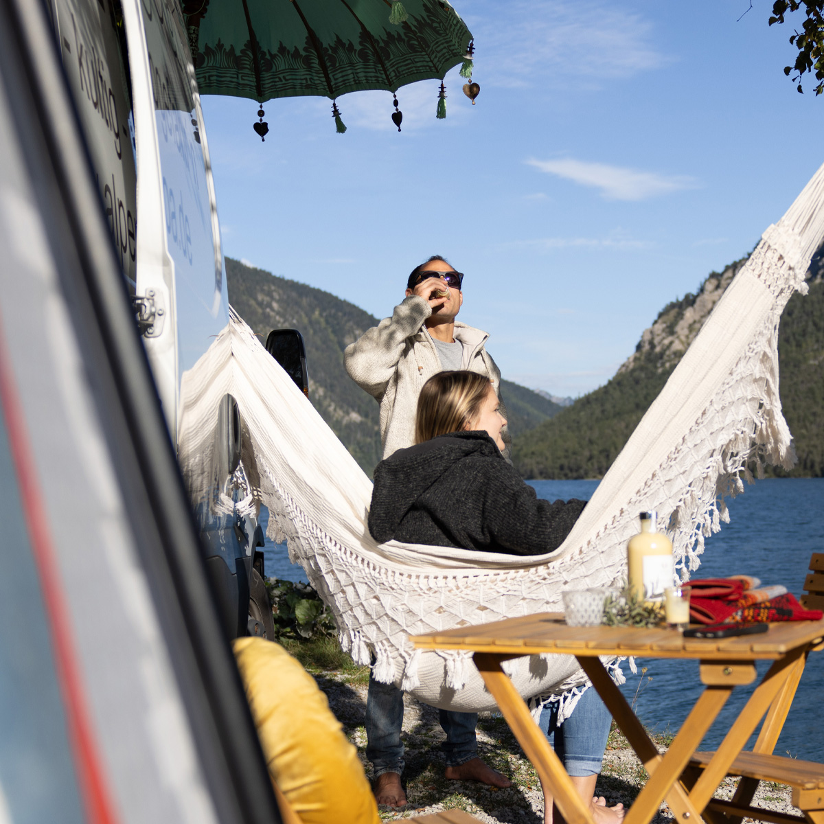 Groe Boho Hngematte mit Fransen - alpengoa
