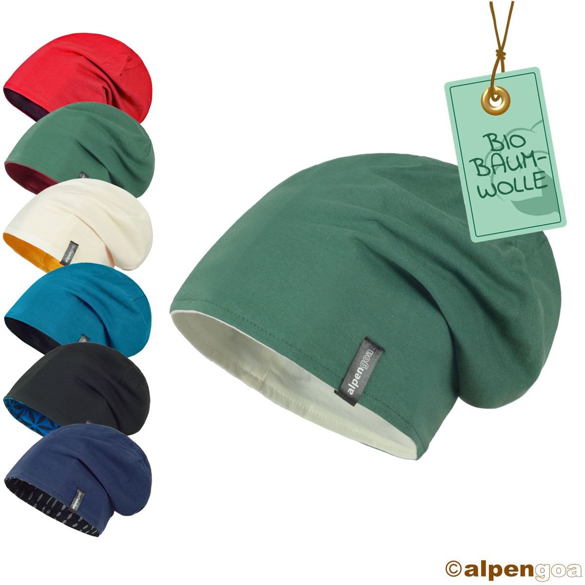 Beanie zum Wenden aus Baumwolle Übersicht