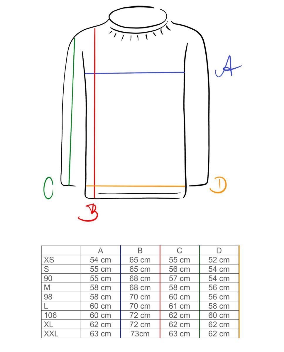 Größentabelle Pullover