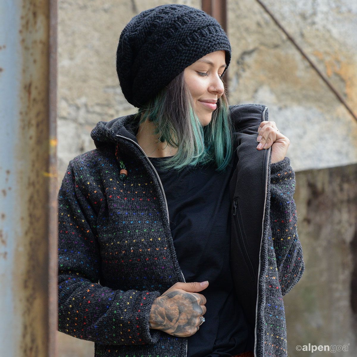 Wolljacke mit Fleecefutter Modell Eileen Tragebeispiel