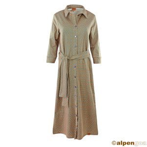 Maxikleid mit Kragen und Bindegürtel Blume des Lebens